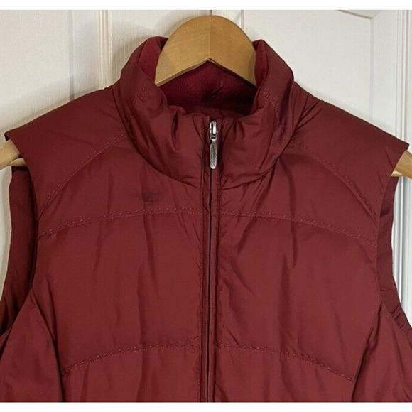 Eddie Bauer Premium Goose Down Women's L Full‎ Zip Vest Burgundy Puffer - Picture 2 of 4